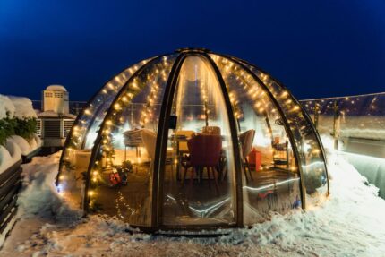 Купольная беседка с дверью, скрытое крепление d 4,5 м