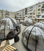 Купольная беседка с половиной открывания, скрытое крепление d 6,5 м